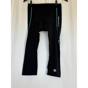 NWT Naviskin Womens Padded Cycling Capri Pants Black Teal UPF 50+ Biking M